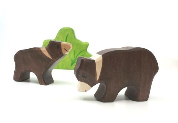 Bear cub, wooden bear cub toy, Bear cub figur...