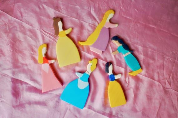 Hand-Painted Wooden Princess Figurines – Cu...
