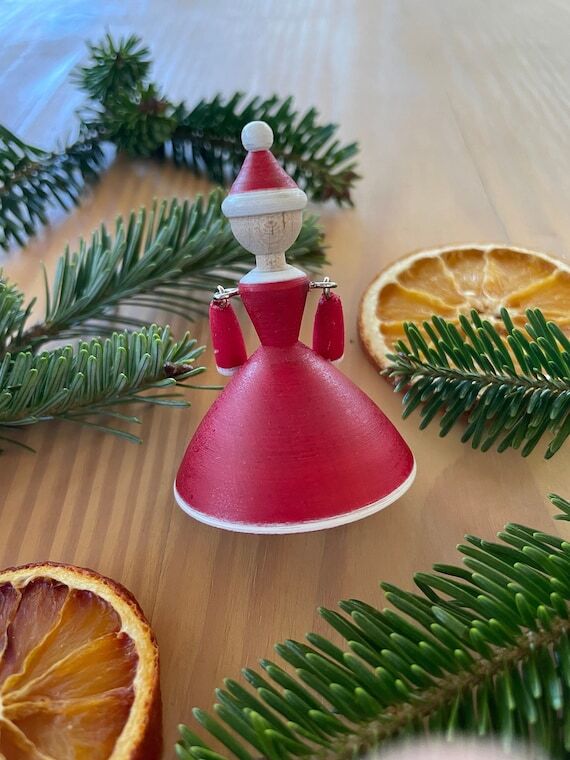 Wood Turned Mrs. Claus Christmas Toy, Montess...
