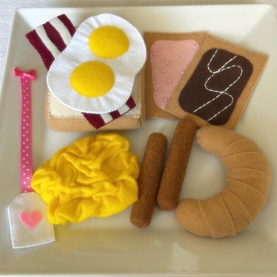 Felt Breakfast Set: Play Food Toy for Kids, P...