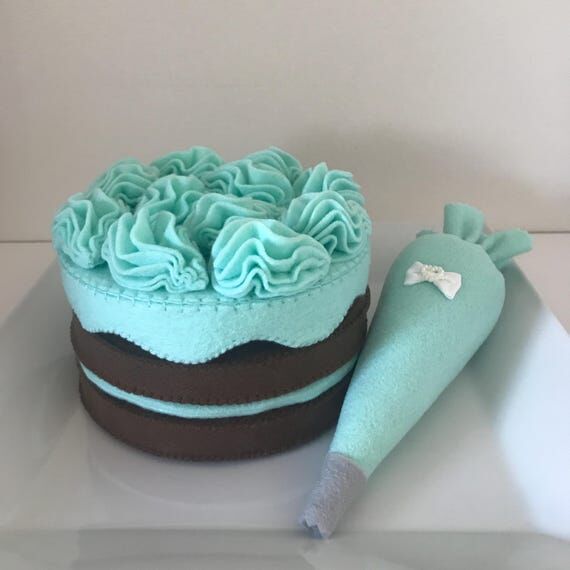 Felt Chocolate Mint Cake Play Set: Handmade P...