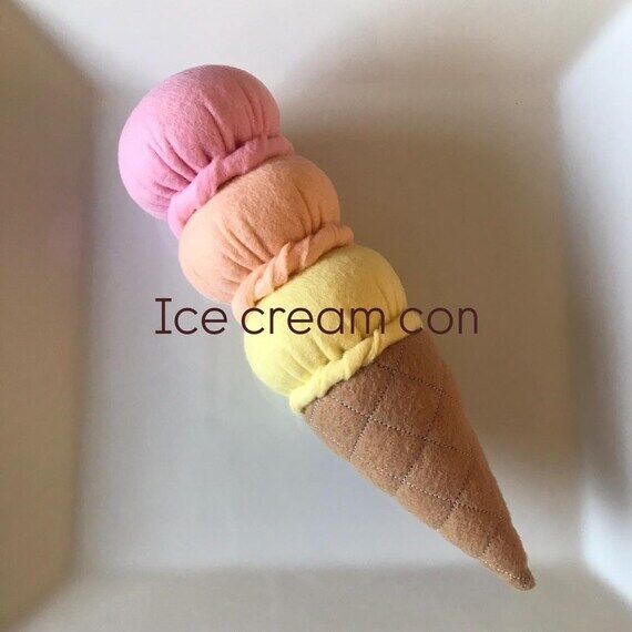 Handmade Felt Triple Scoop Ice Cream Cone: Pr...