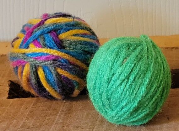 handmade yarn catnip styrofoam cat toys...