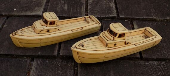 ASTORIA and HARBOR /Handmade toy boat pair/Wo...