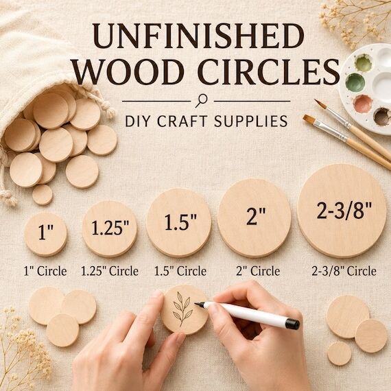 Wood Circle Blank Craft Supply Round Wood Dis...
