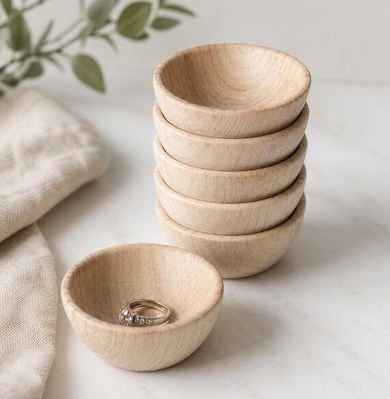 Bulk Small Wood Bowl Mini Jewelry Dish Handcr...