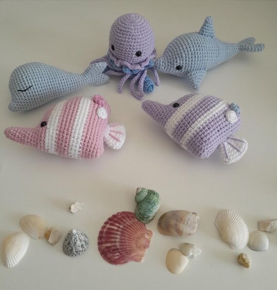 Ocean animal plushies,Handmade sea creatures ...
