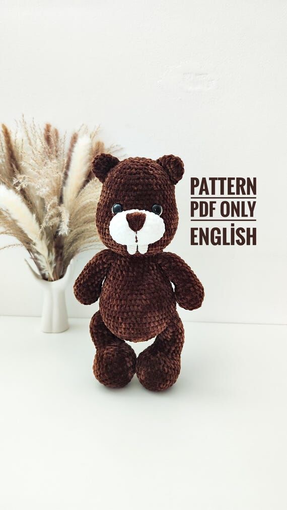 Crochet Beaver Amigurumi Pattern, Velvet Yarn...