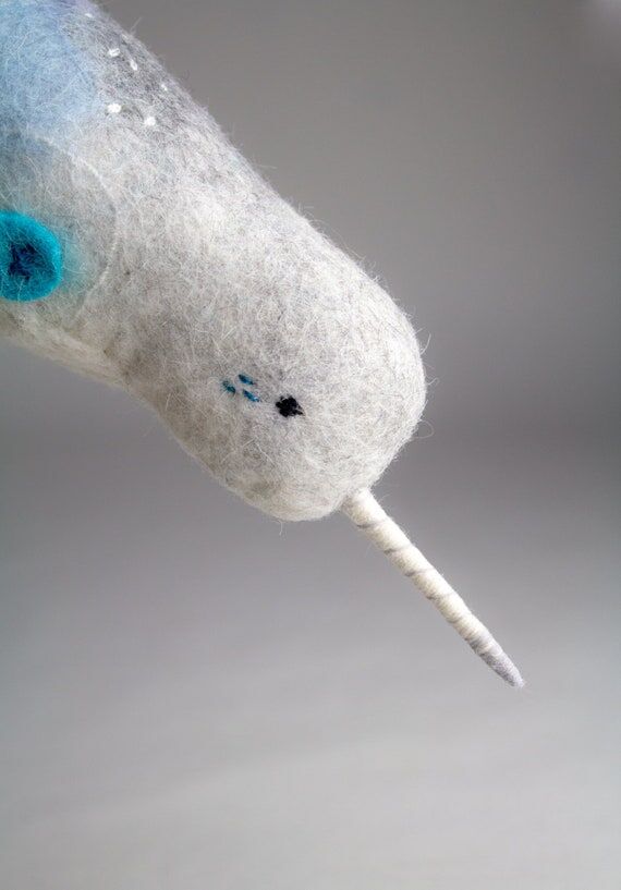 Felt Narwhal Swen - Felted Art Toy Narwhal P...