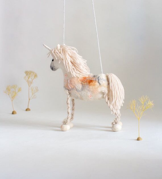 Unicorn Felicity - Felt Toy, Felted White Hor...