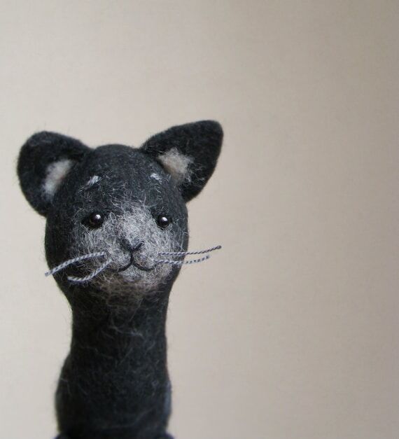 Felt Cat - Felix. Art Puppet, Felted Toy Hall...