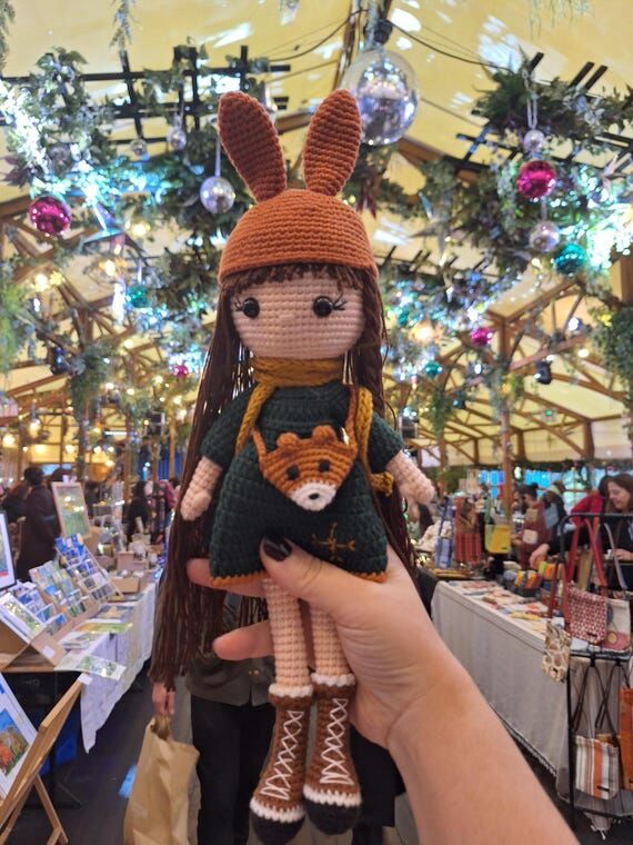 Knitted Amigurumi Doll with Outfit: Handmade ...
