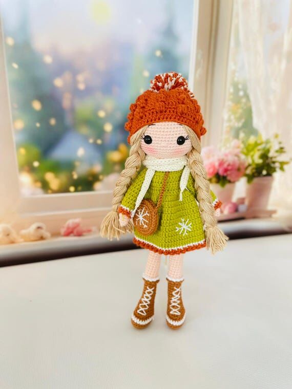 Crochet Curly Hair Doll: Dark Skin, Posable, ...