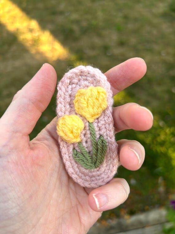 Crochet Yellow Flower Hair Clip – Handmade ...