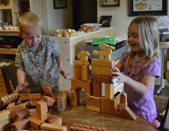 Castle Blocks with two Dragons, Redwood, Fort...
