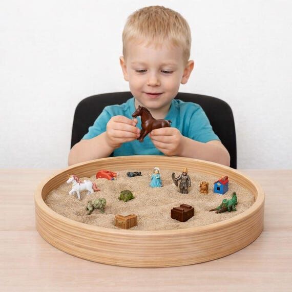 Sand Tray Therapy Tray with lid, Wooden Senso...