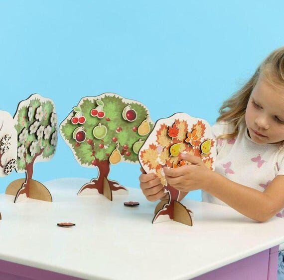 Wooden sorting tree toy, Wooden Tree Set, Wal...