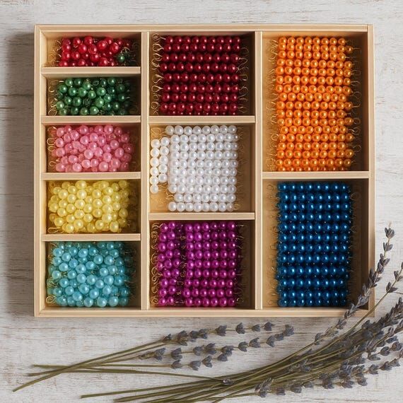 Montessori Beads Box Checker Board Beads Bead...