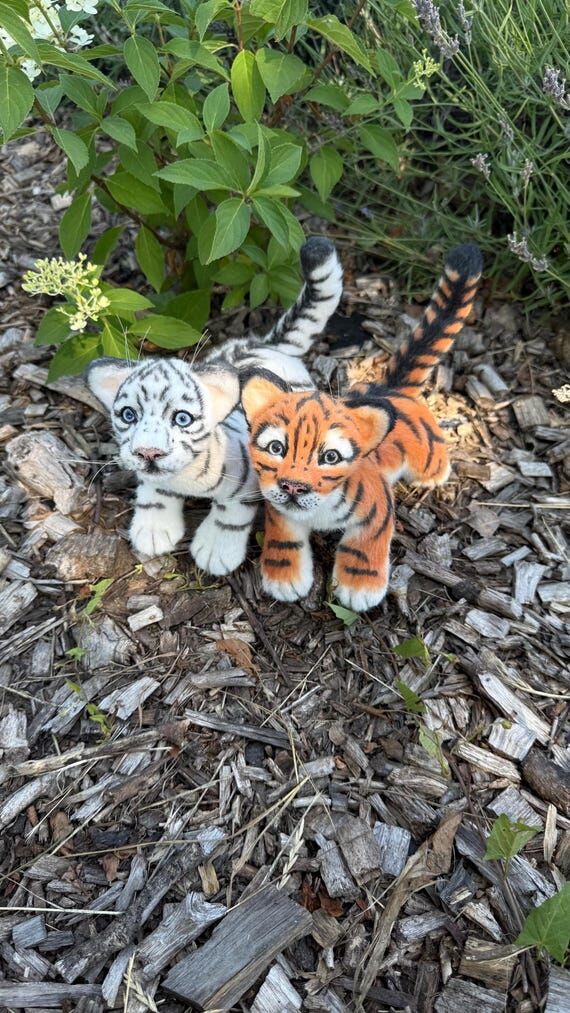 Realistic plush Tiger, little tiger cub,wild ...