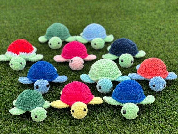 Crocheted Turtle Plushie: Handmade Velvet Kni...