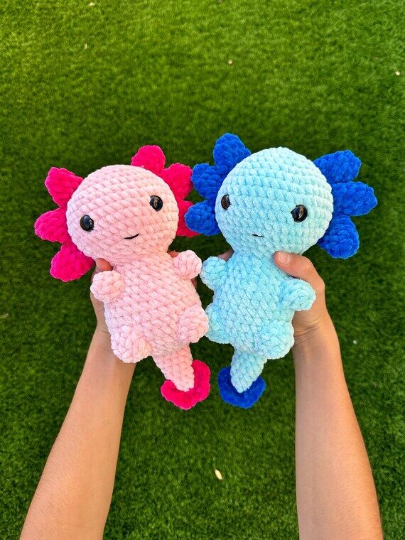 Crochet Axolotl Plushie: Soft Polyester Yarn ...