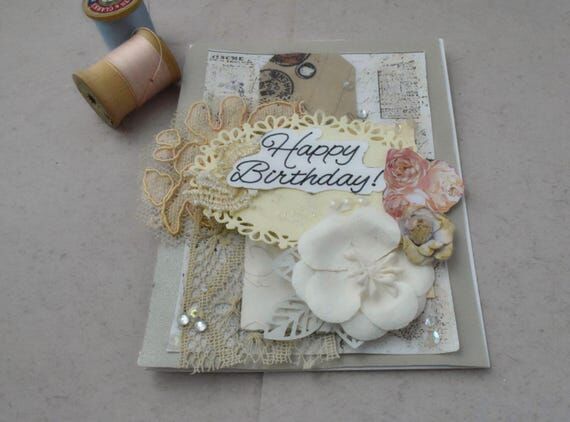 Handmade Shabby Chic Birthday Card – Vintag...