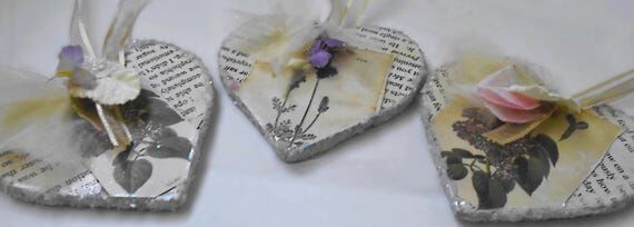 Shabby Chic Lavender Heart Ornament – Vinta...