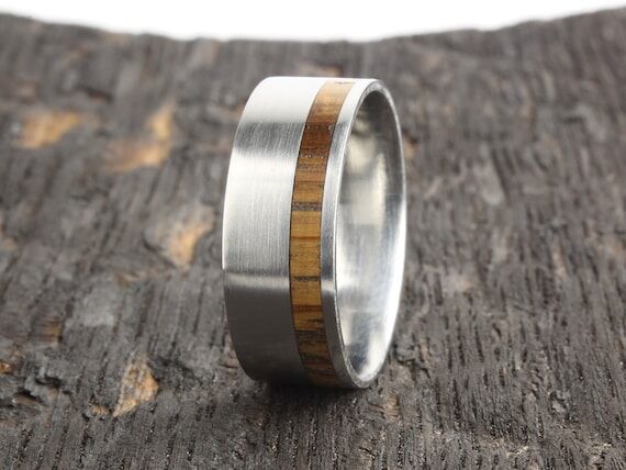 Whiskey Barrel Ring: Stainless Steel Men's We...