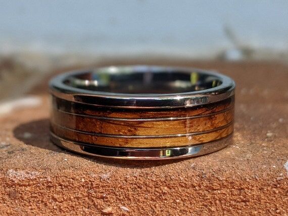 Whiskey Barrel Wood Ring: Guitar String Inlay...