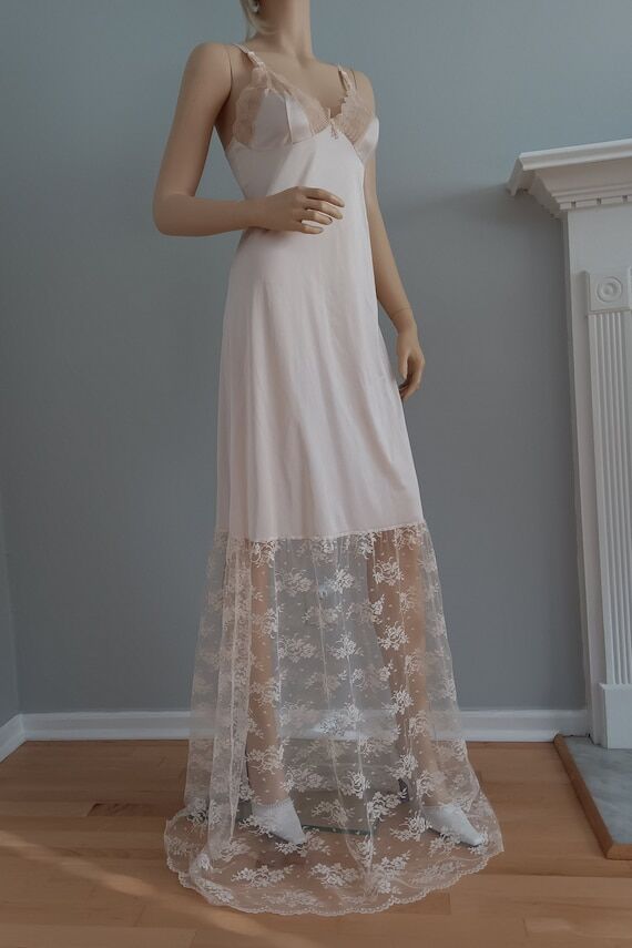 Bridal Nightgown | Ivory/Blush Lace Long Boho...