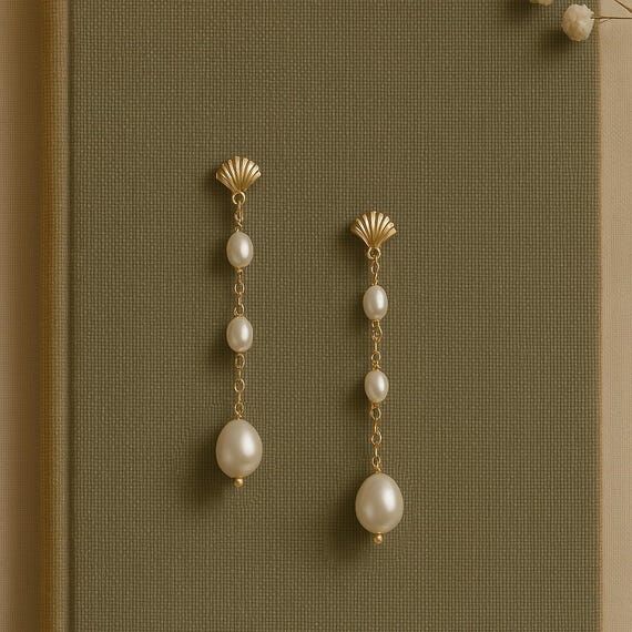Gold Filled or Sterling Silver Pearl Drop Bri...