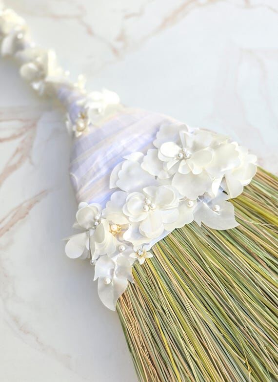 40 inch Corn Straw Wedding Broom White and Iv...