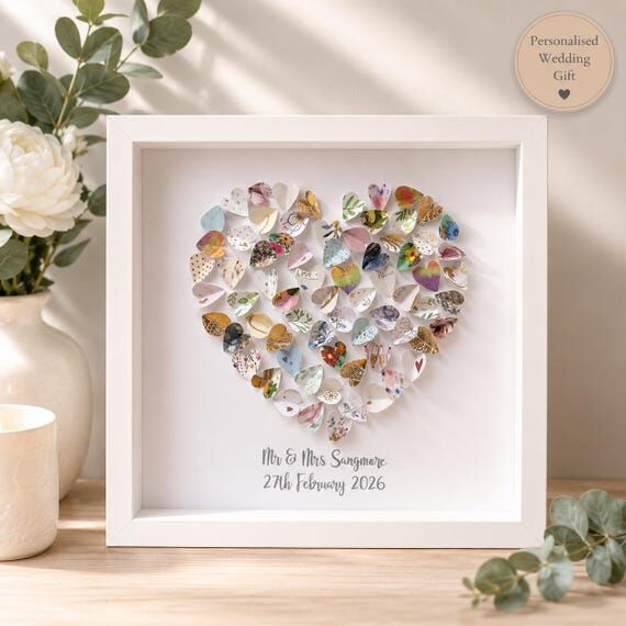 Wedding Card Collage keepsake frame ‘hearts...
