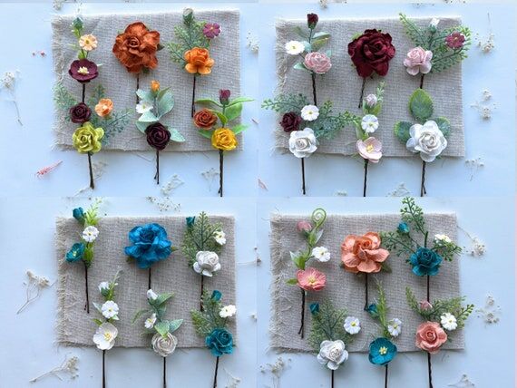 Handcrafted Flower Hair Pins: Wedding Bridal ...