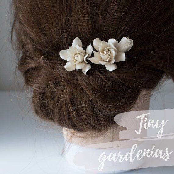 Mini Ivory Gardenia Bridal Hair Pins – Wedd...