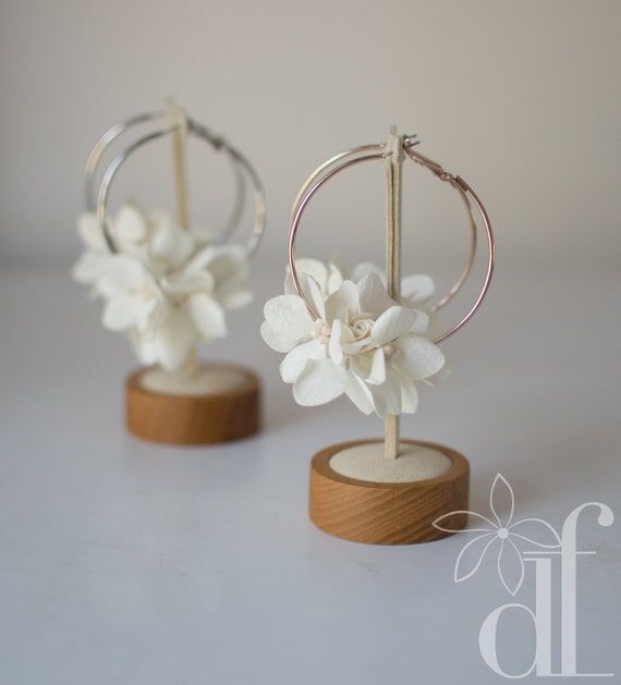 Floral Hoop Earrings: Rose Gold, Pearl Weddin...