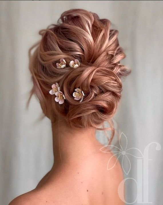 Blush Pink Cherry Blossom Hair Pins, Handmade...