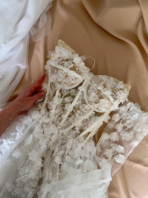 Lace Corset Wedding Dress With a Long Train a...