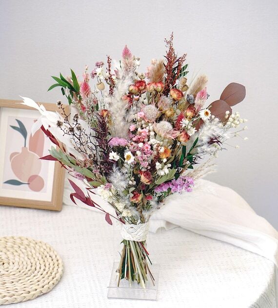 Boho Rose Eucalyptus Forget-me-not Bridal We...