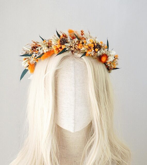 Caramel wedding Hair wreath Summer wedding , ...