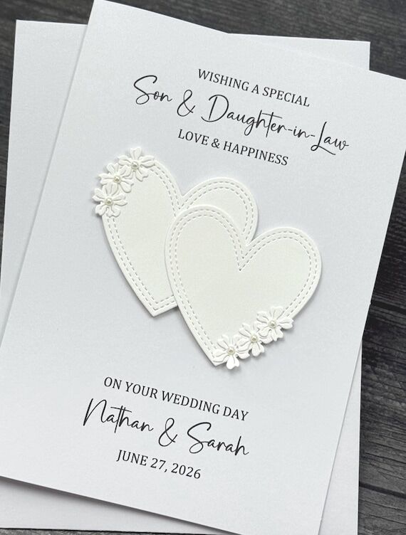 Wedding Day Card With Beautiful Hearts And Fl...