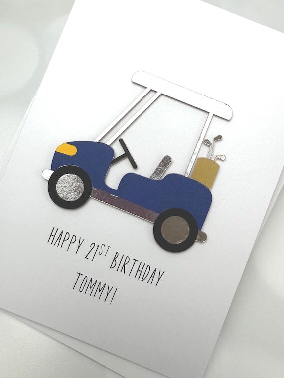 Birthday Card Featuring A Golf Cart Design, ...