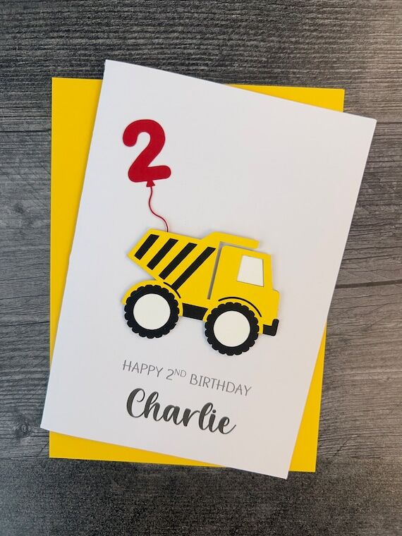 Dumper Truck Children's Birthday Card, Handma...
