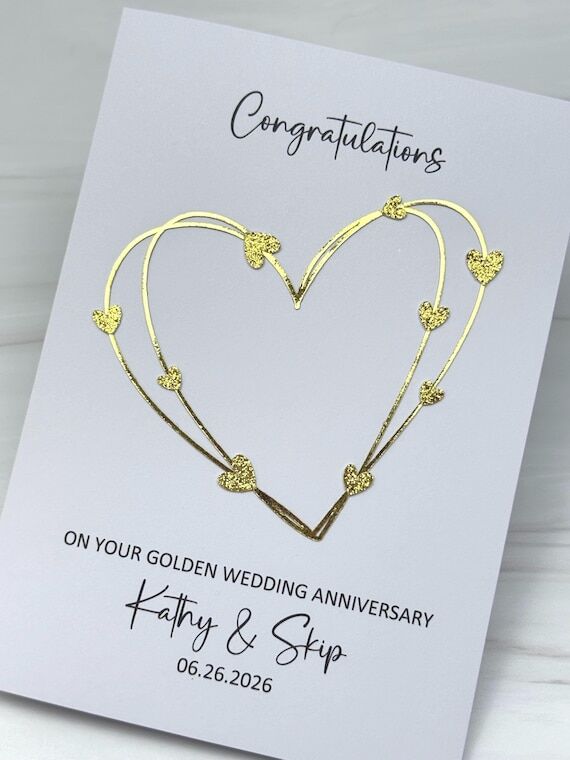 Golden Wedding Anniversary 50th Card, Elegant...
