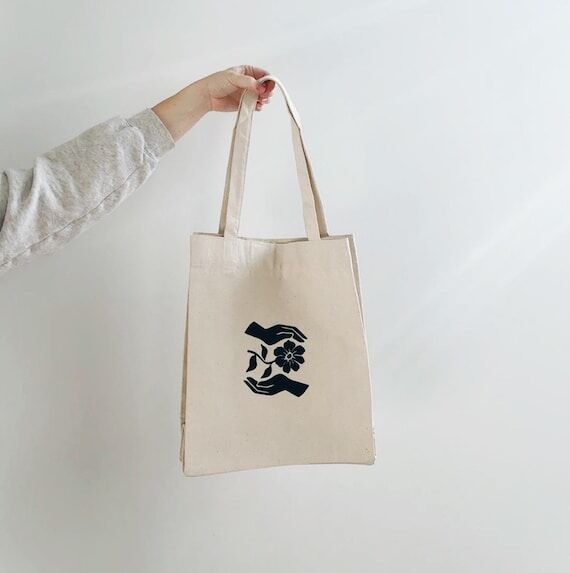 Flower Logo Recycled Cotton Tote Bag: Eco-Fri...