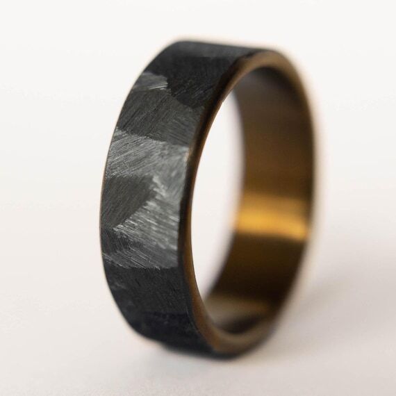 Distressed Black Zirconium Handcrafted Weddin...