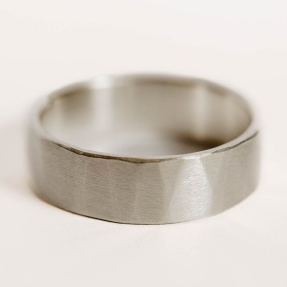 Sterling Silver Wedding Band, Forged Rustic W...