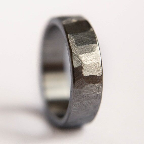 Distressed Titanium Wedding Band, Titanium Ri...