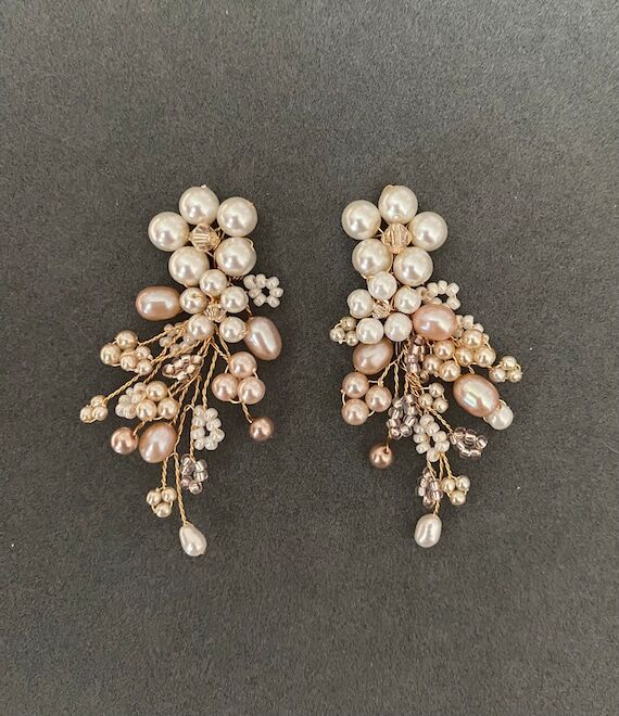 Pearl Drop Earrings:handmade Bridal Jewelry,...