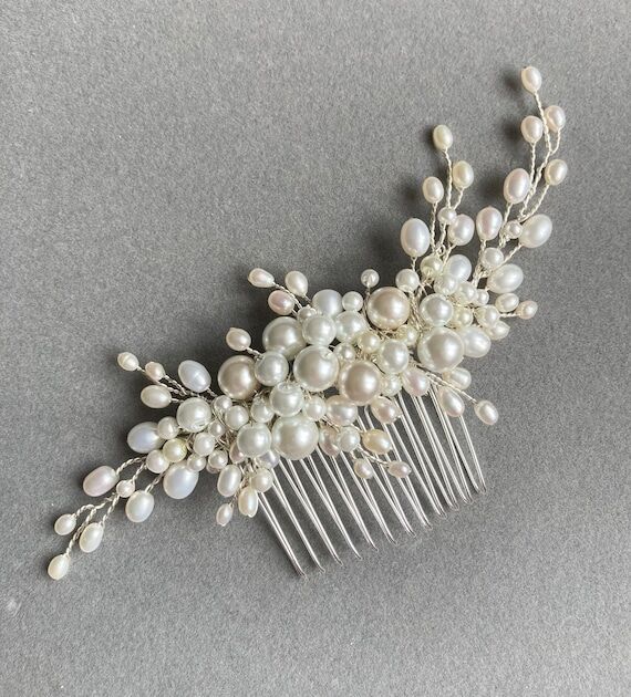 Cariad Pearl Comb, Handmade Freshwater Pearl ...